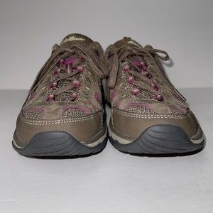 Eddie Bauer Vibram Women Brown Purple Athletic Trail Hiking Walking Shoes Size 7